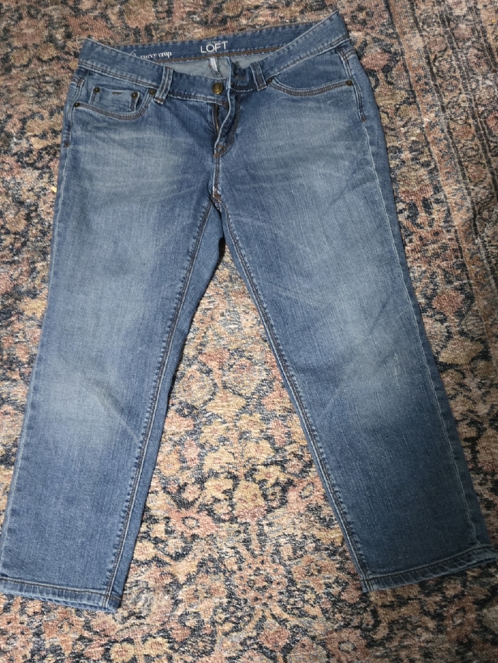 LOFT Women's Light Blue Denim Crop Capris